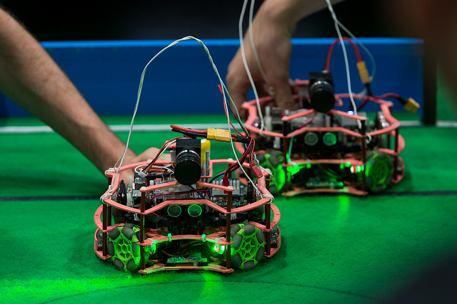 Stock footage of 2v2 Robocup Lightweight match